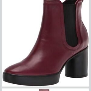 Ecco Burgundy Leather Chelsea Boots